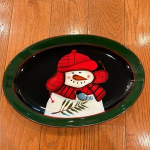 Pfaltzgraff Camp Jingles Snowman Oval Serving Platter 16” Christmas Holiday Dish